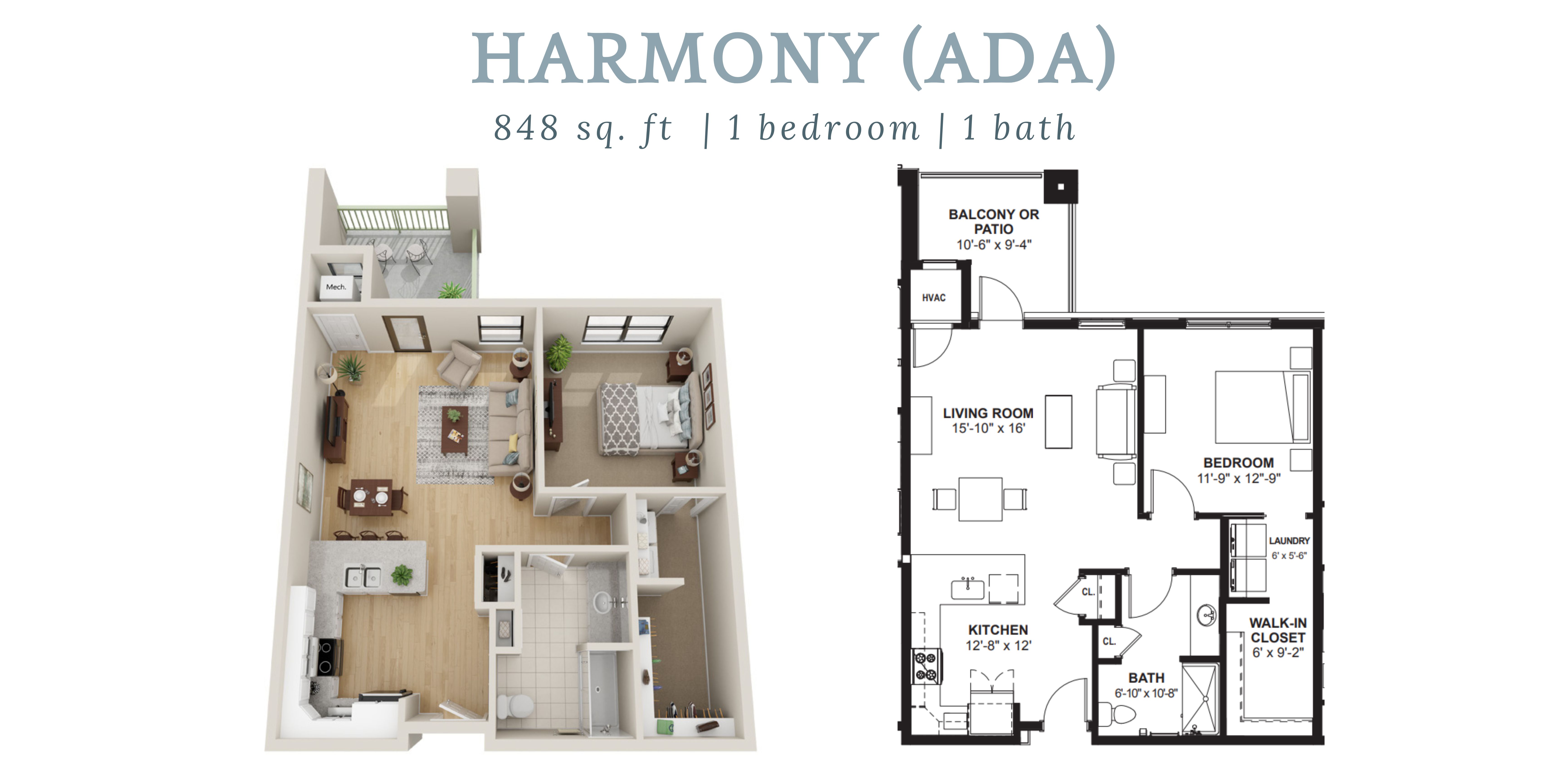 Harmony Accessible independent living apartment floor plan