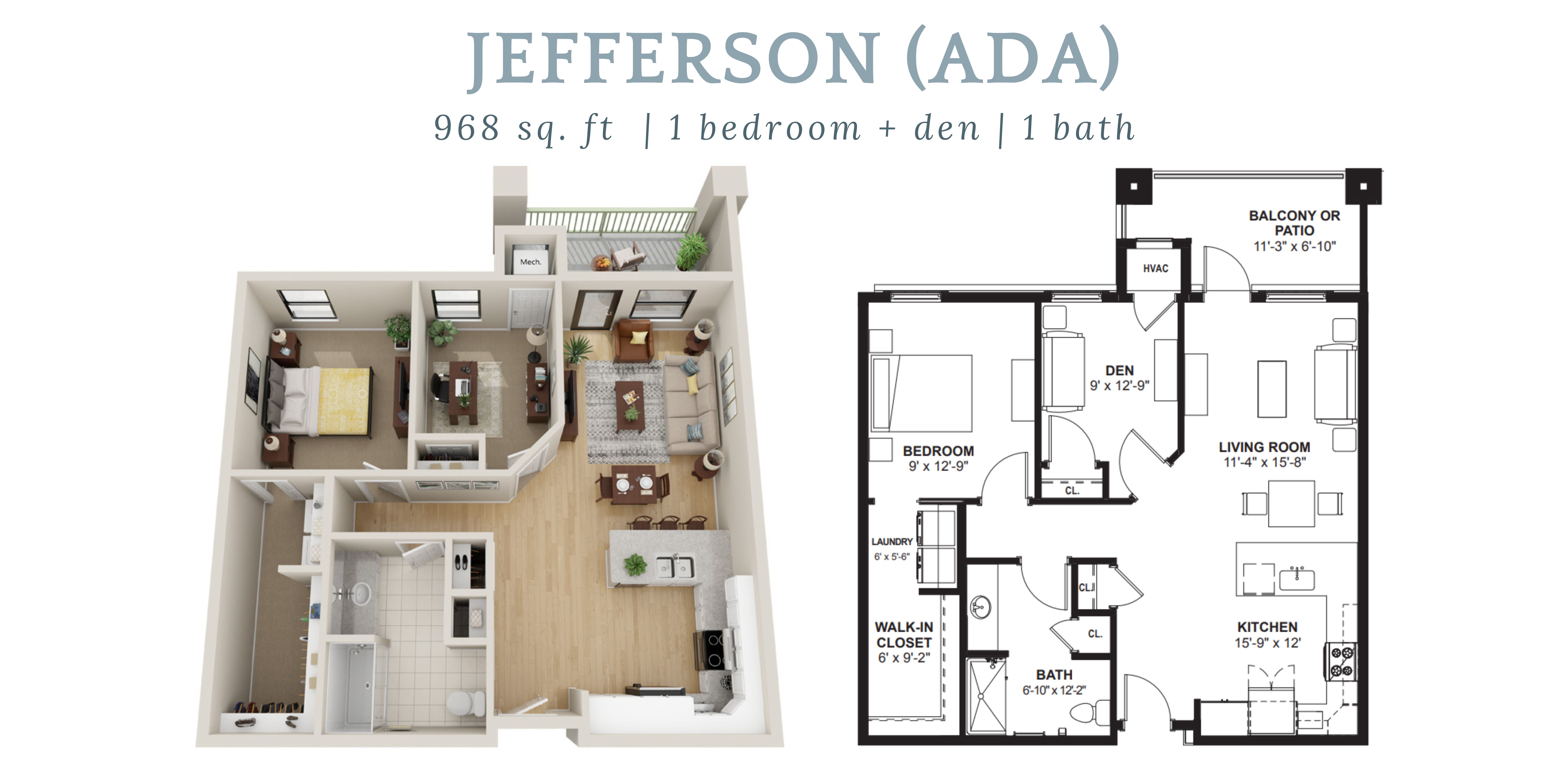 Jefferson Accessible independent living apartment floor plan