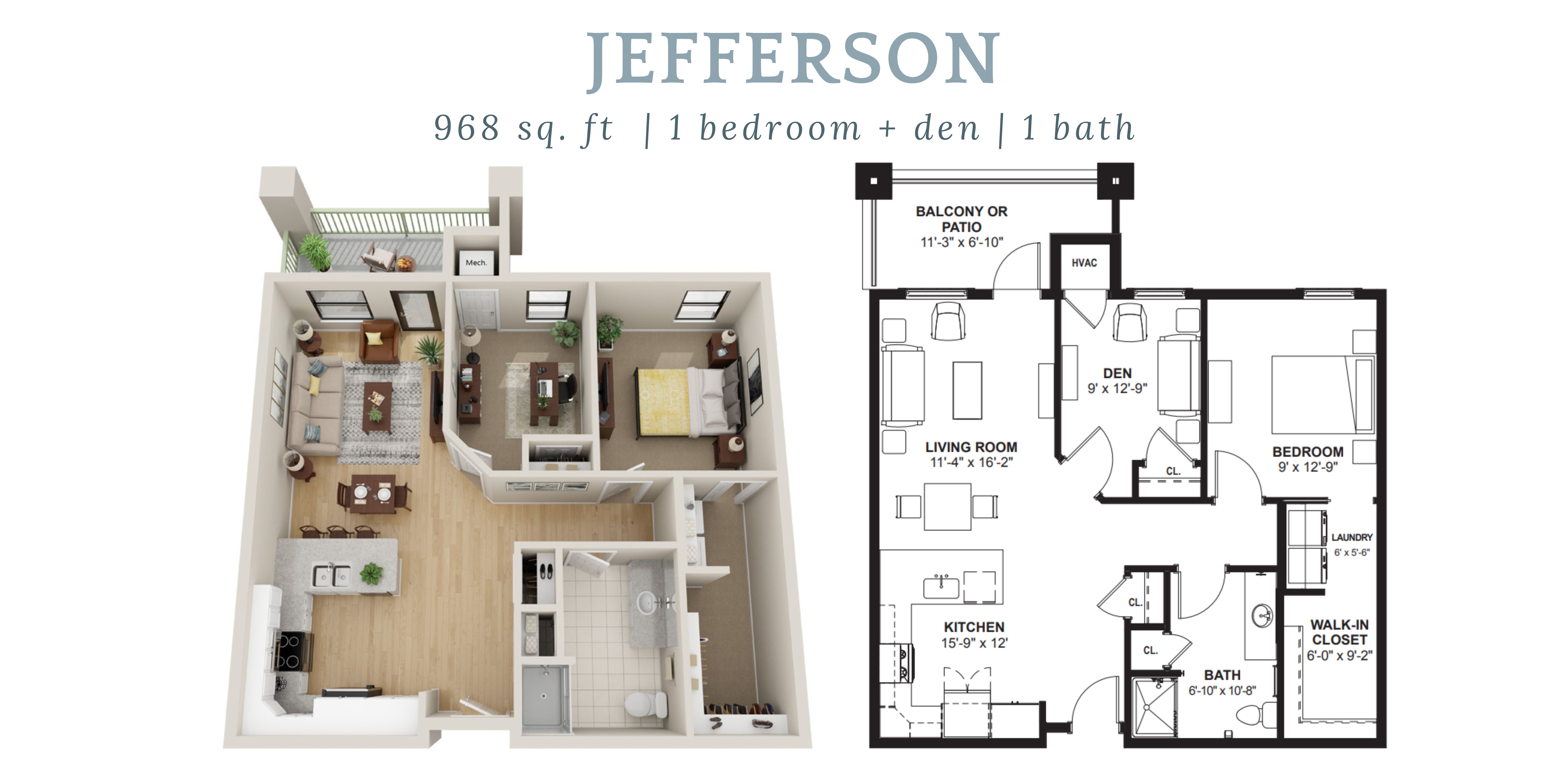 Jefferson independent living apartment floor plan