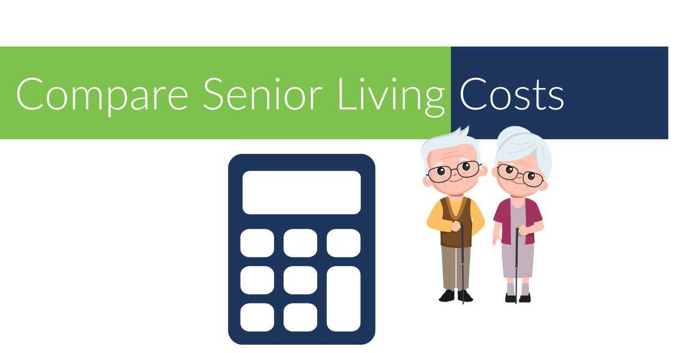 Image of calculato icon with elderly couple cartoon characters standing next to it
