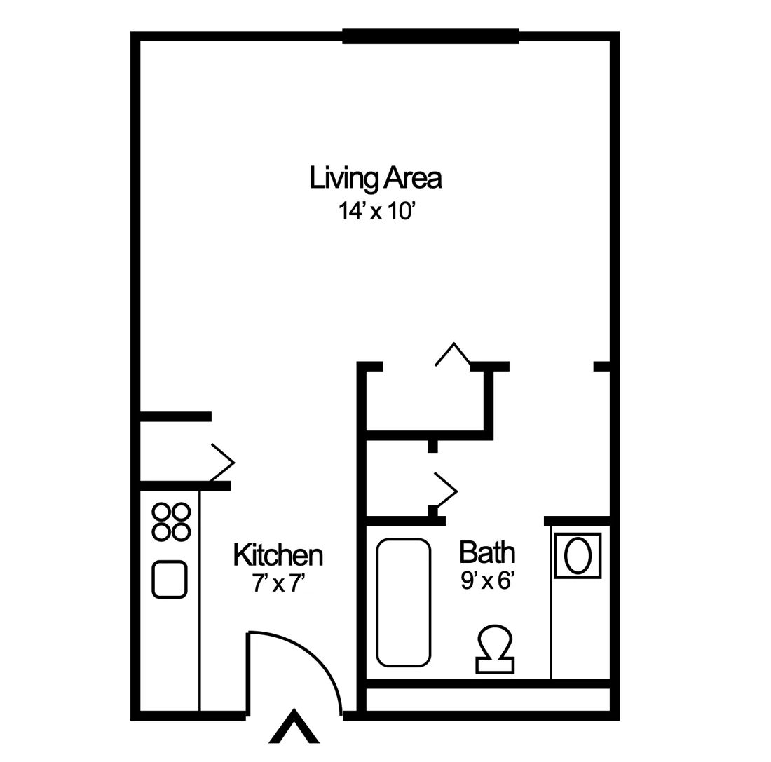 Assisted living studio floorplan