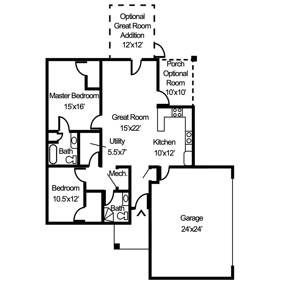 2-bedroom, 2-bathroom independent living villa floorplan