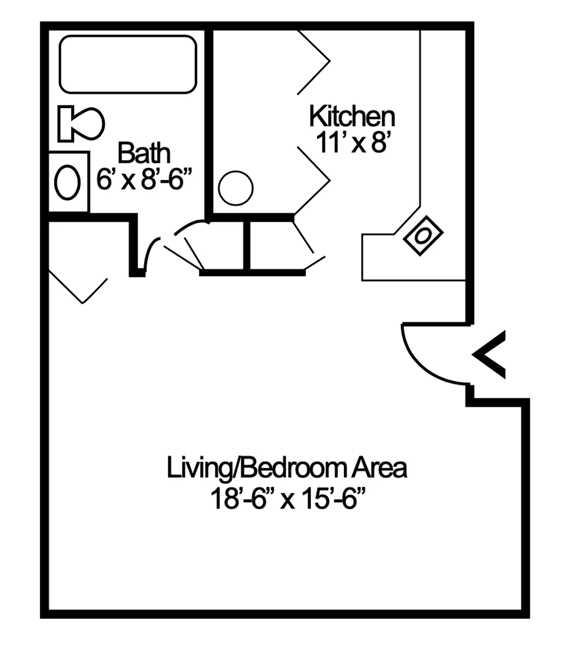 Studio independent living floorplan