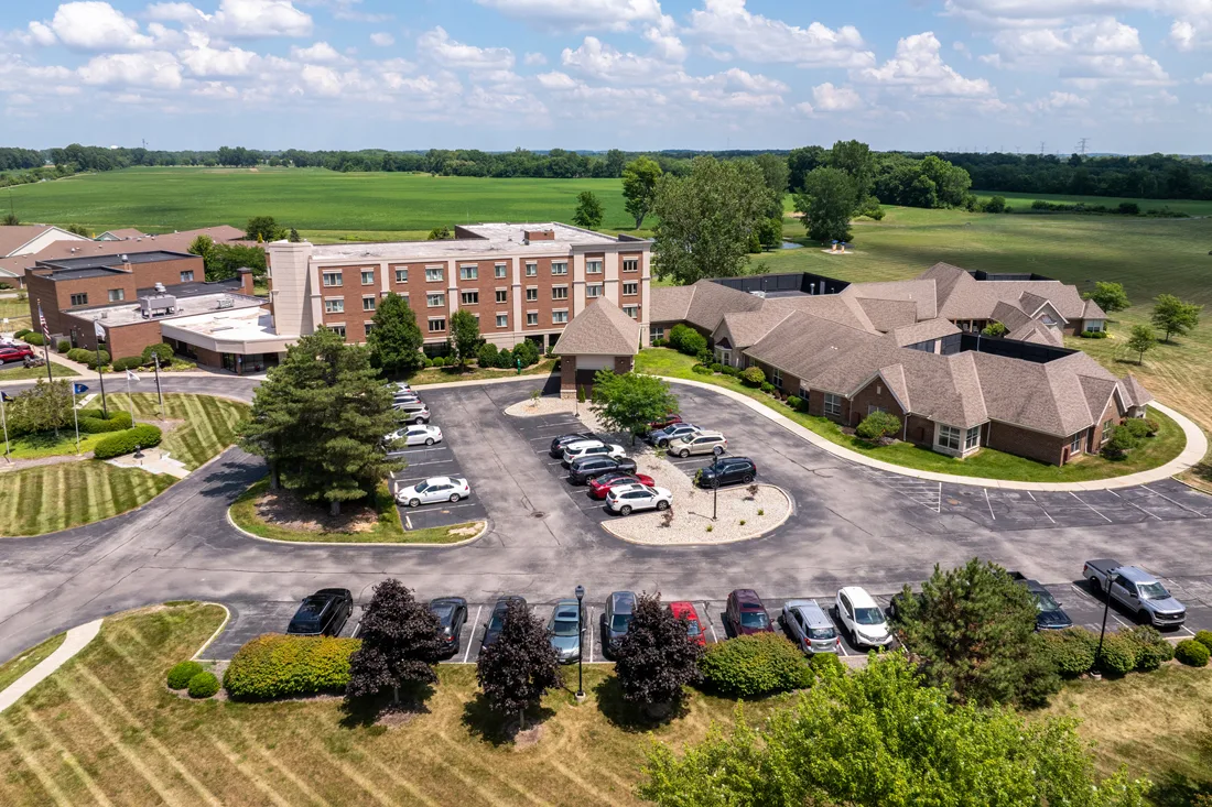 Aerial exterior view of Browning Masonic Community