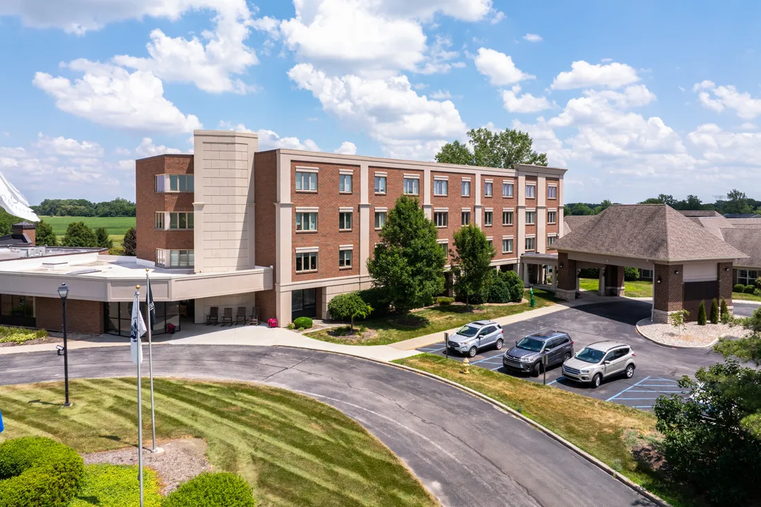Exterior view of senior living buildings