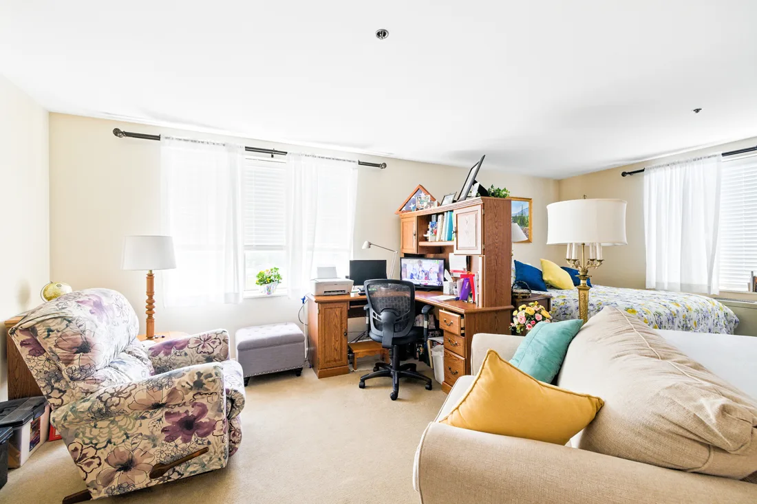 Studio apartment living and bedrooms spaces