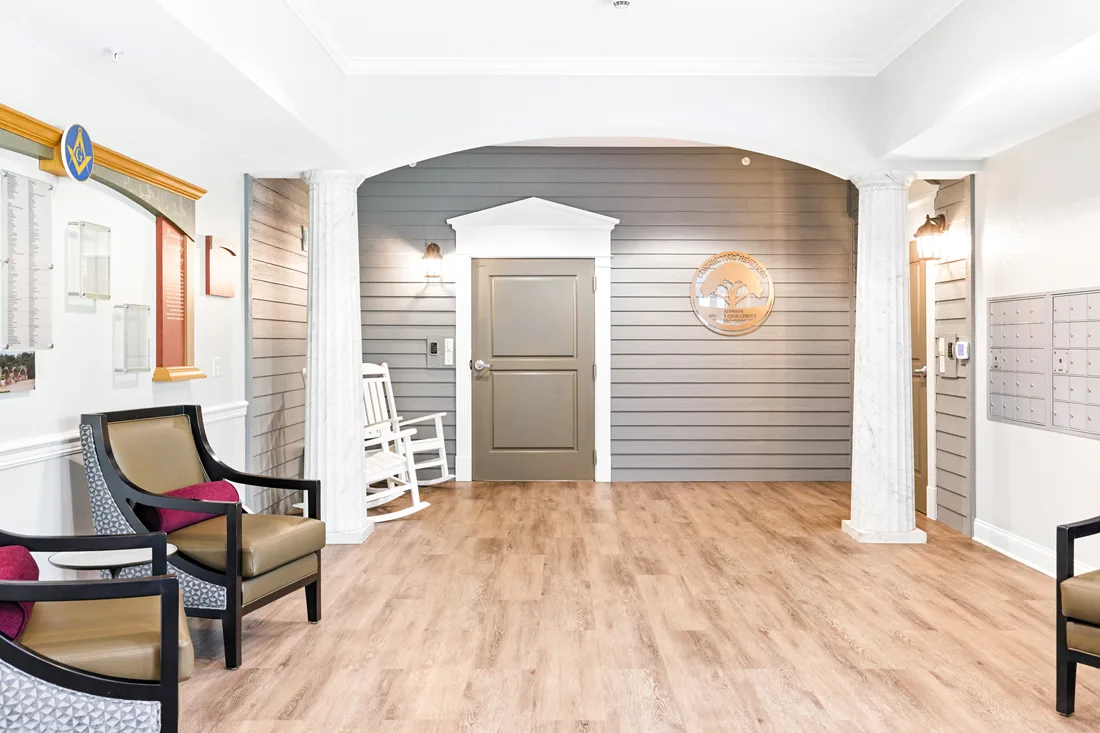Memory support interior hallway that resembles an entry way to a home