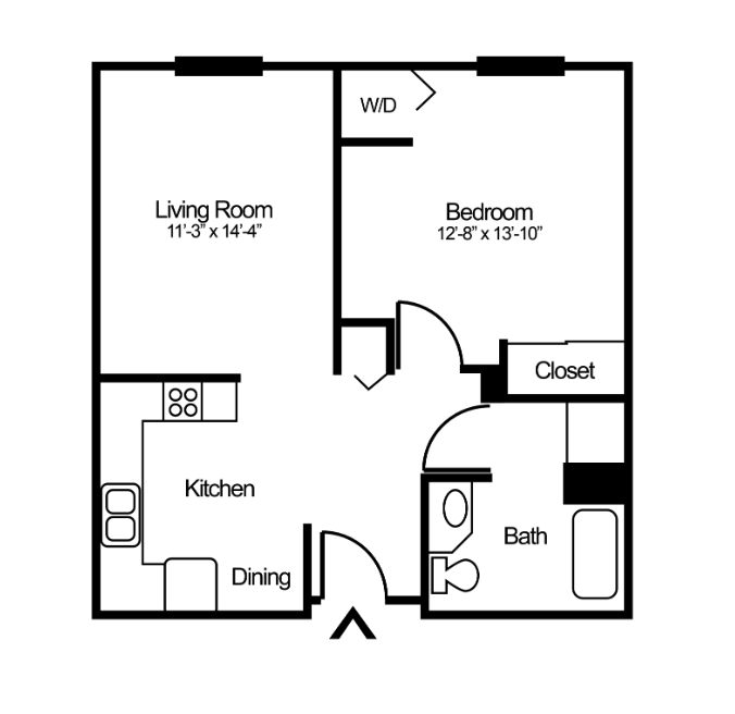 1-bedroom apartment floorplan