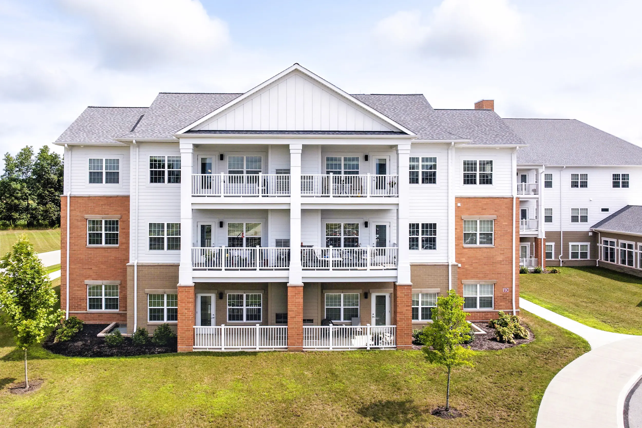 Exterior view of a senior living apartment building