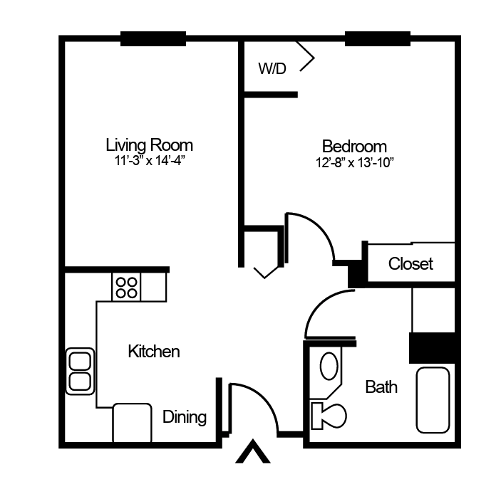 1-bedroom apartment floorplan