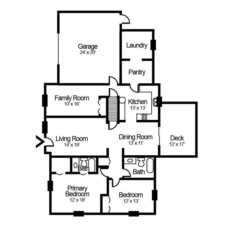 2-bedroom, 2-bathroom villa floorplan