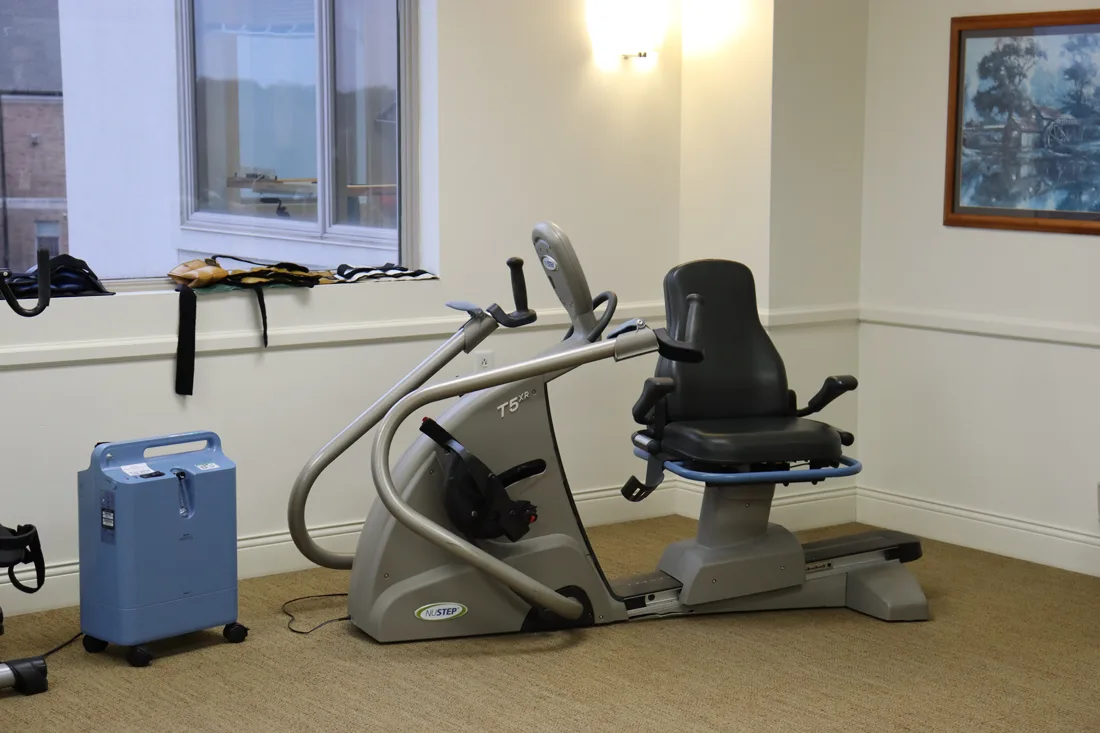 Therapy room with exercise equipment
