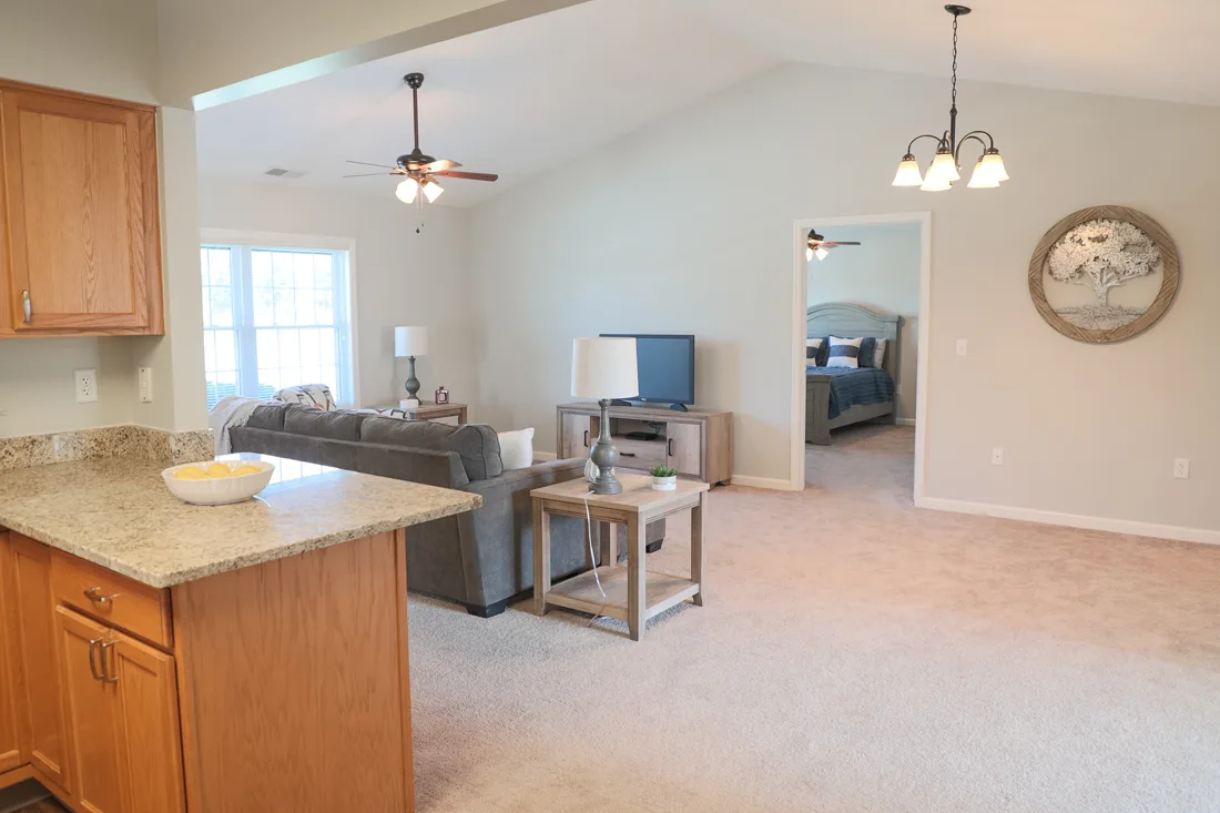 Open concept living and dining area