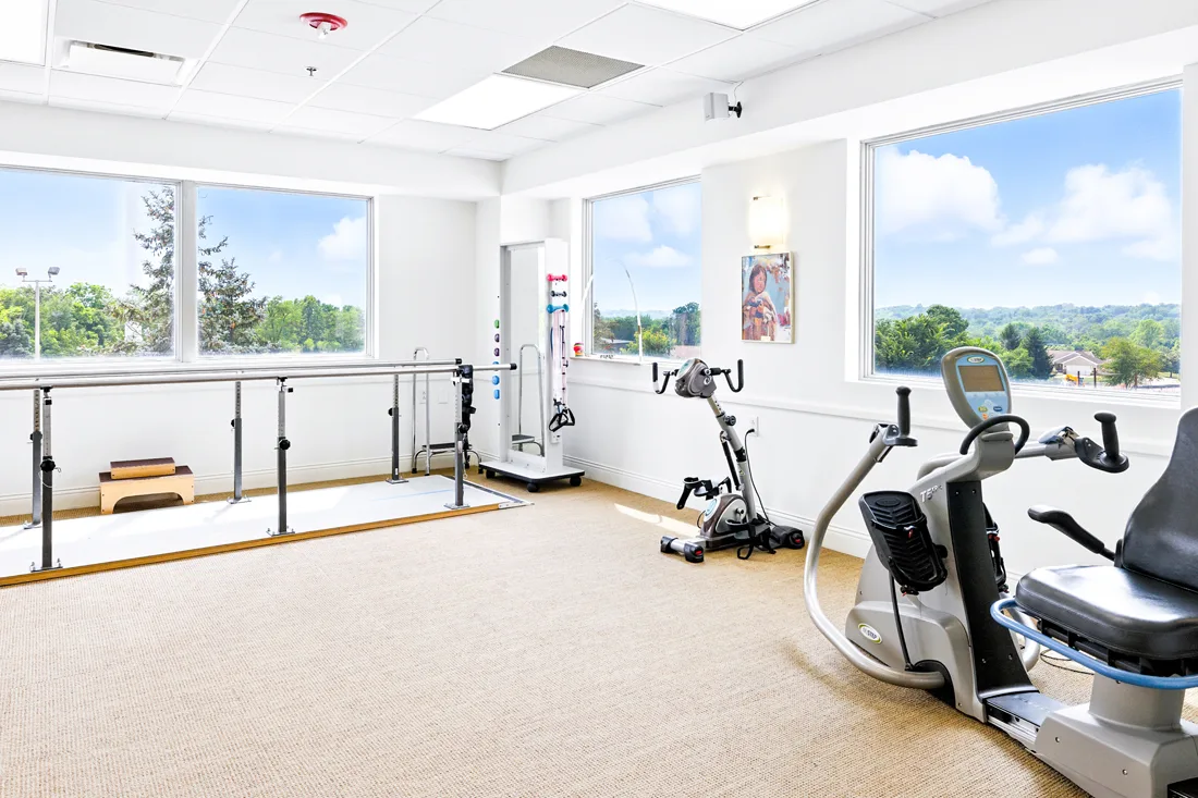 Therapy room with exercise equipment