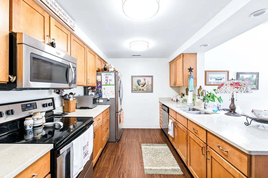 Full kitchen open to the living area