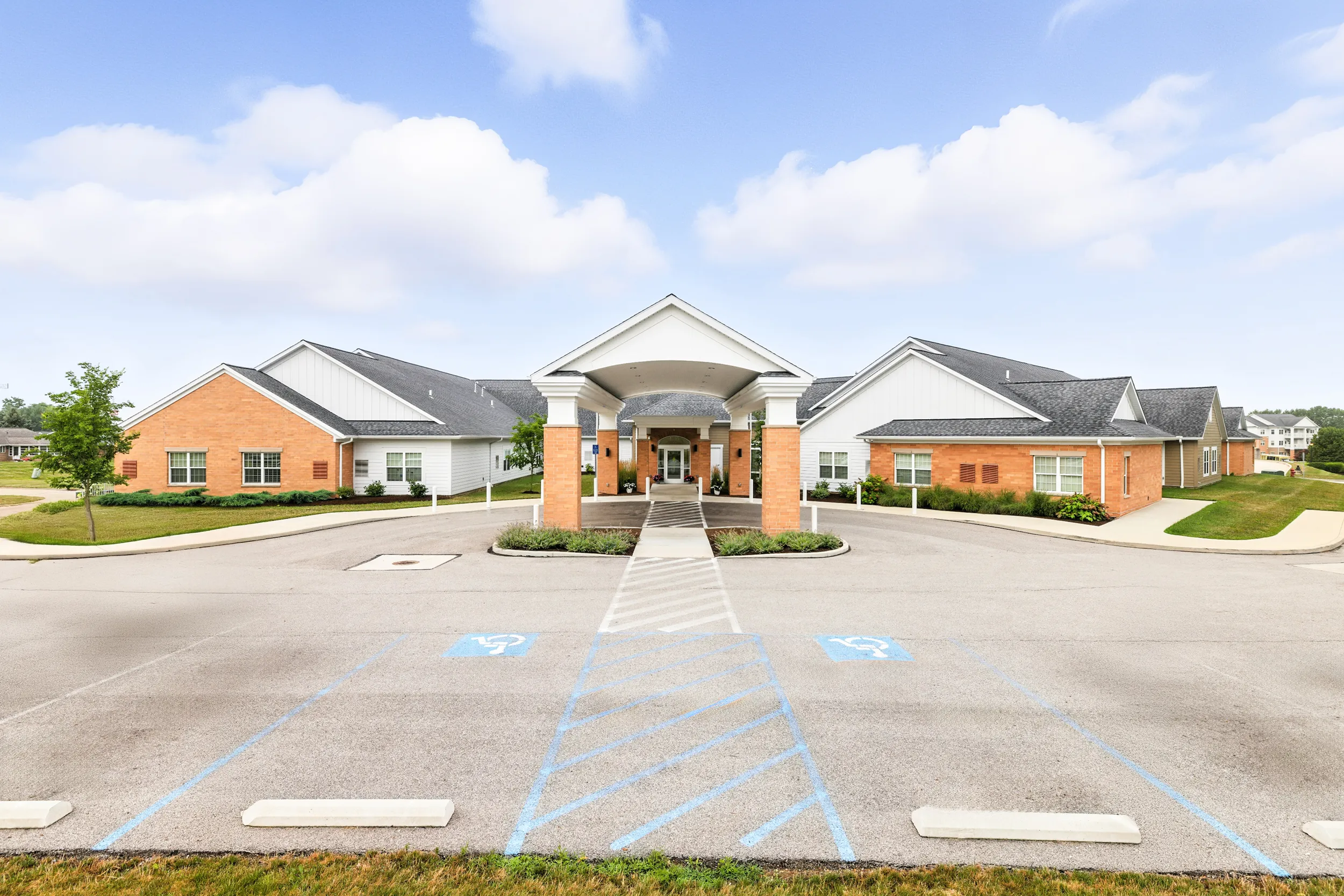 Aerial view of healthcare center and senior living campus