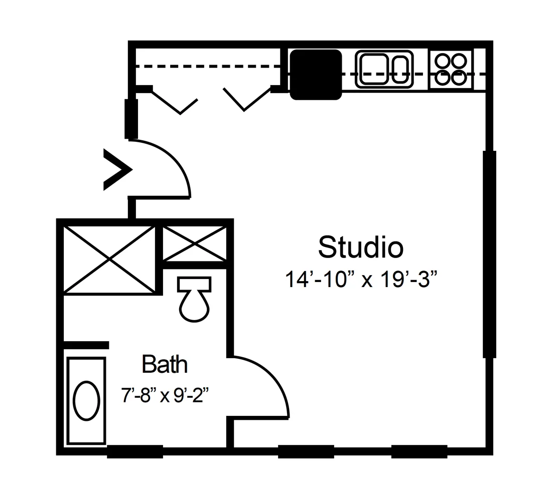Studio apartment floorplan