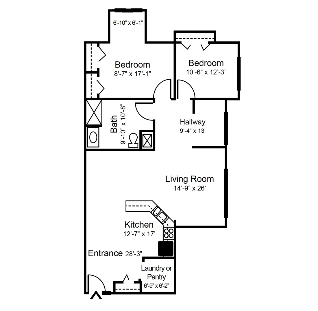 2-bedroom apartment floorplan