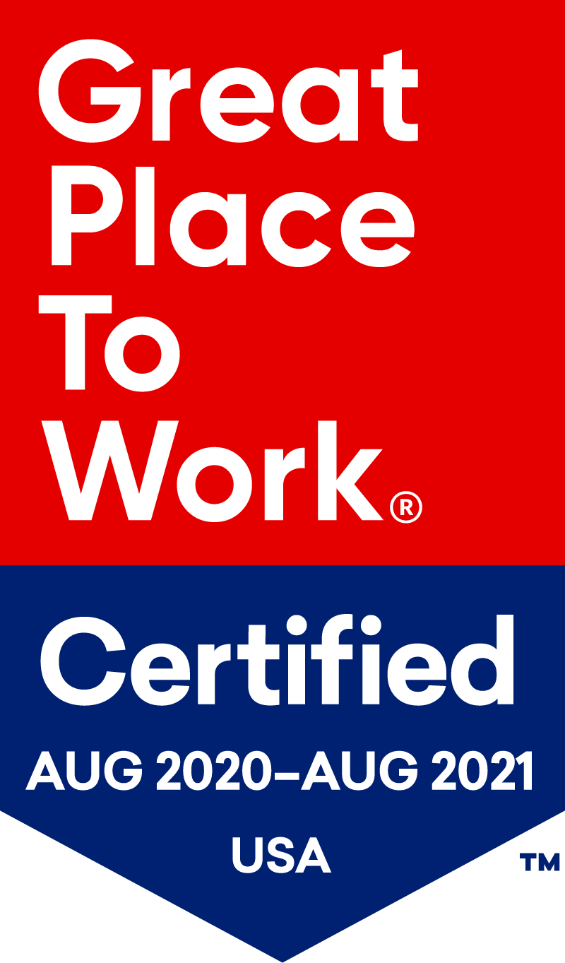 Great Place to Work certified in August 2020-August 2021