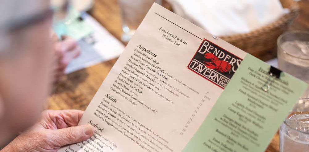 Close up view of tavern menu