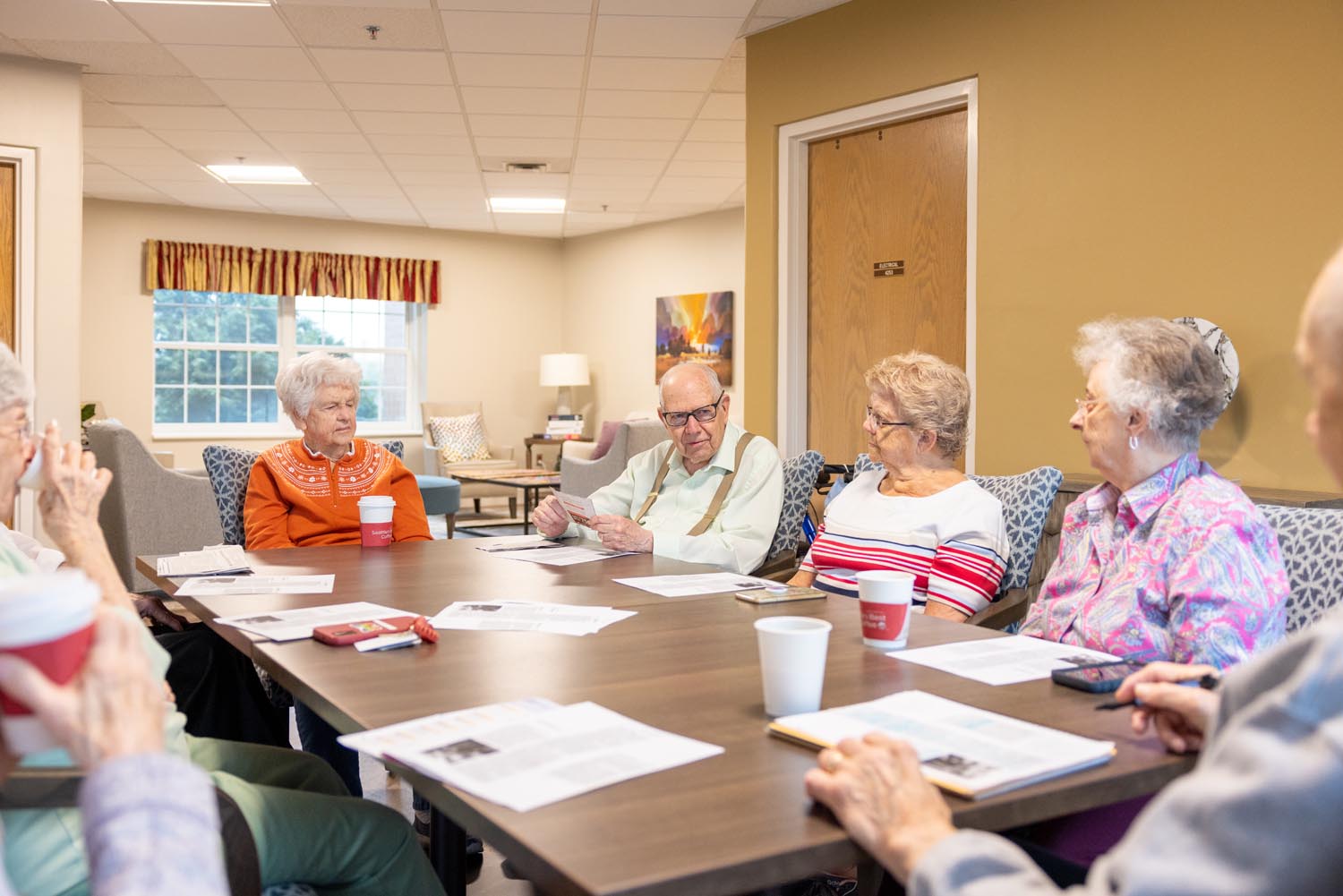 Residents gather for an educational program