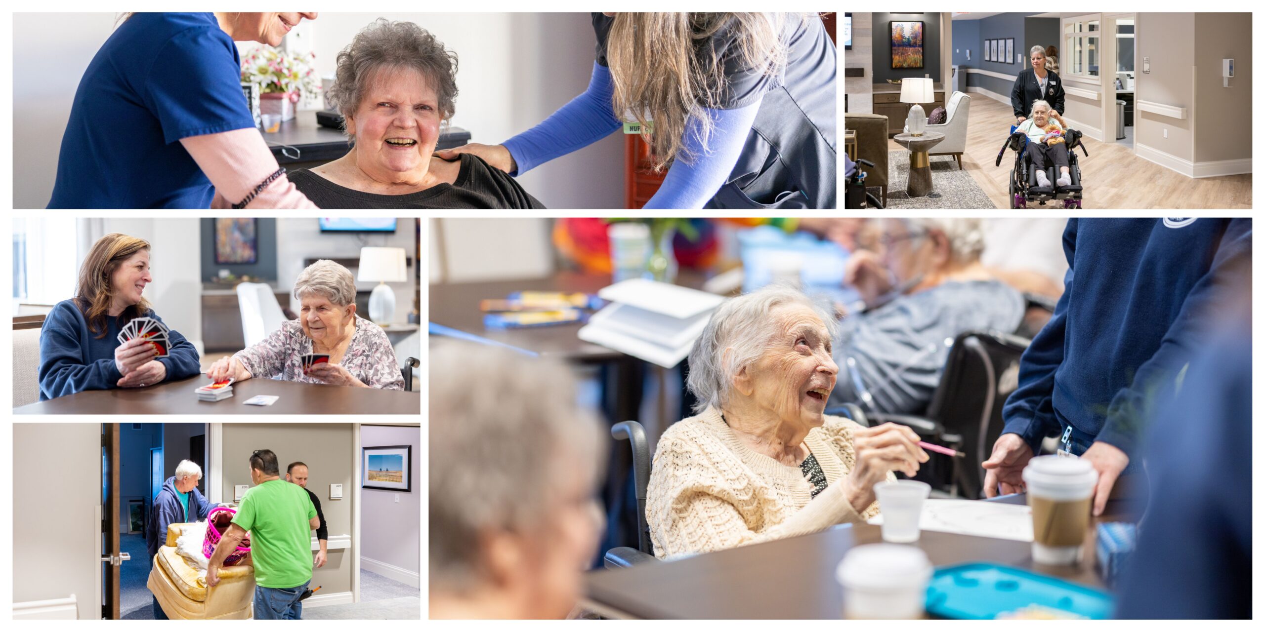 Collage of healthcare resident/staff photos