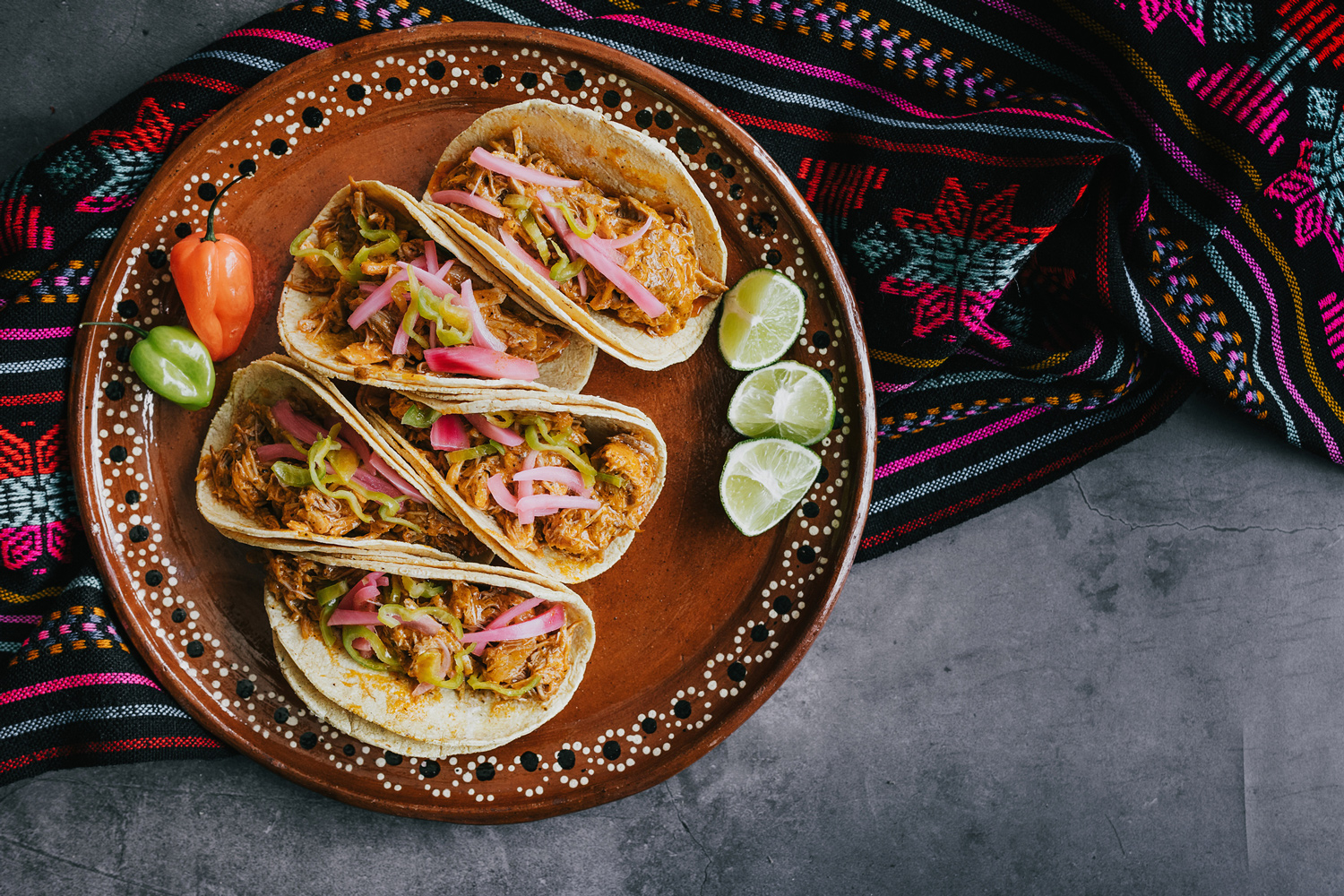 Close up view of tacos
