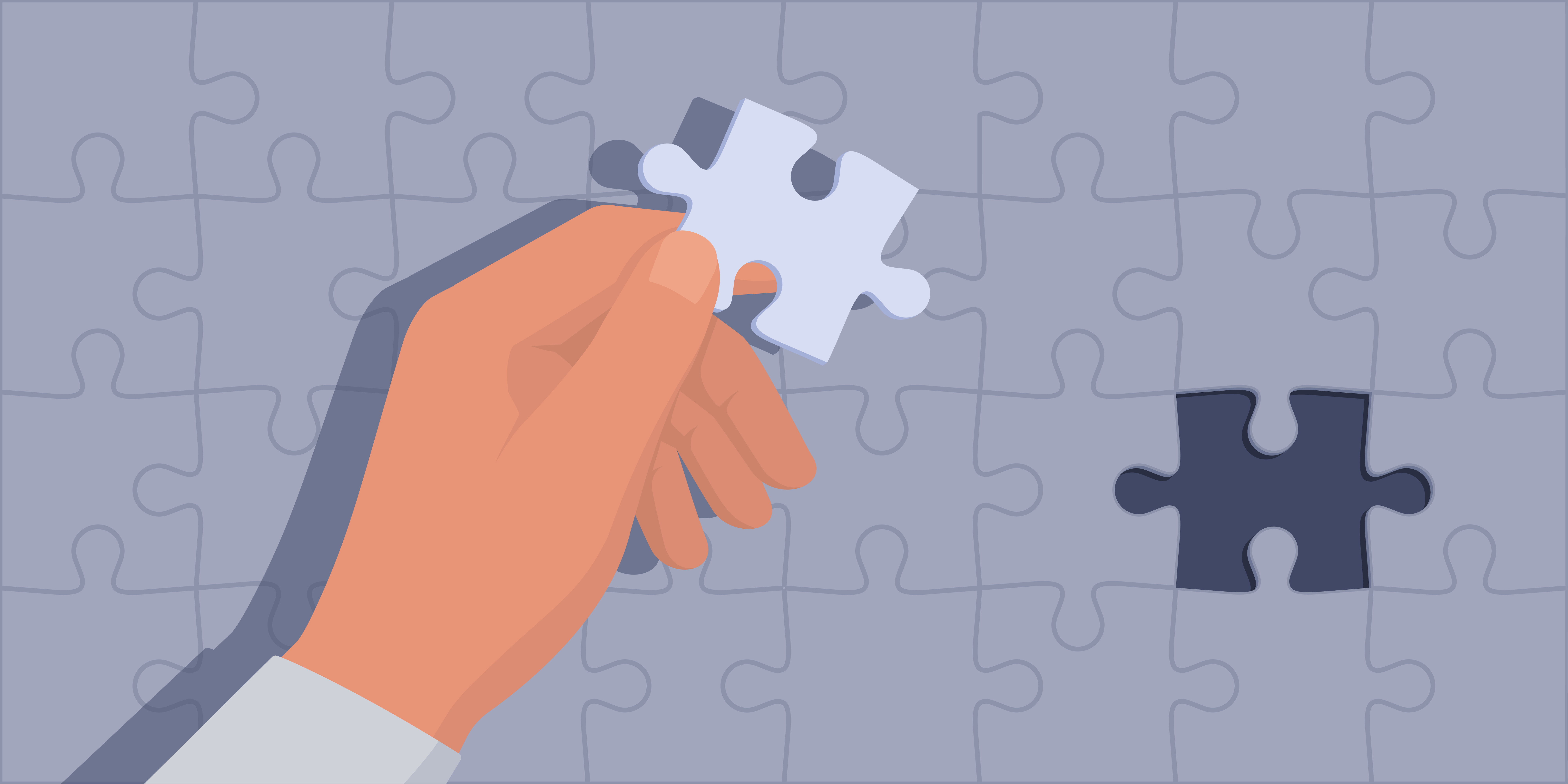 Graphic of hand completing a jigsaw puzzle