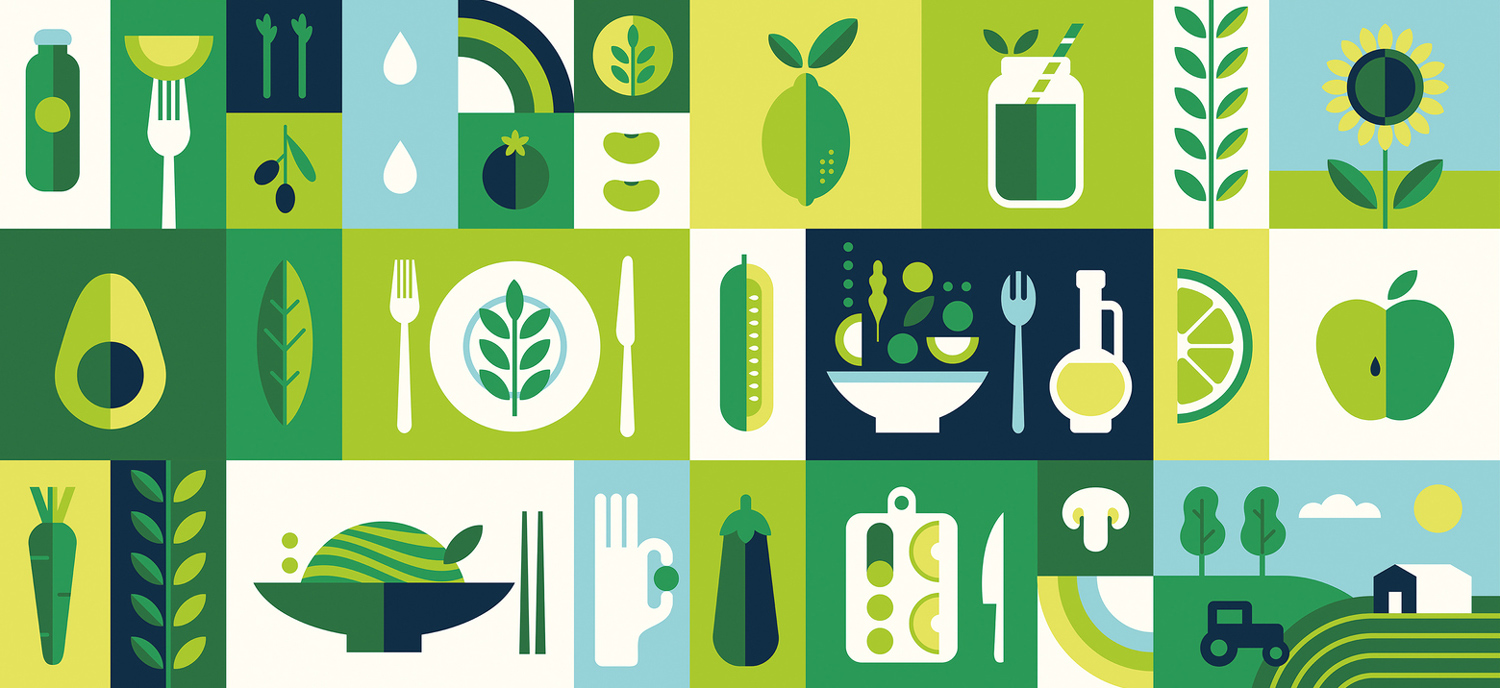 Graphic of farm and nutritious foods images