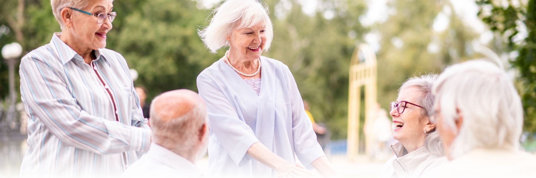 Group of older adults socializing and connecting